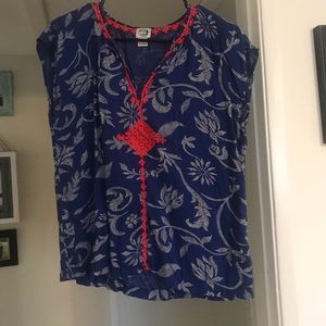 Small Blue Blouse with Red and White Trim